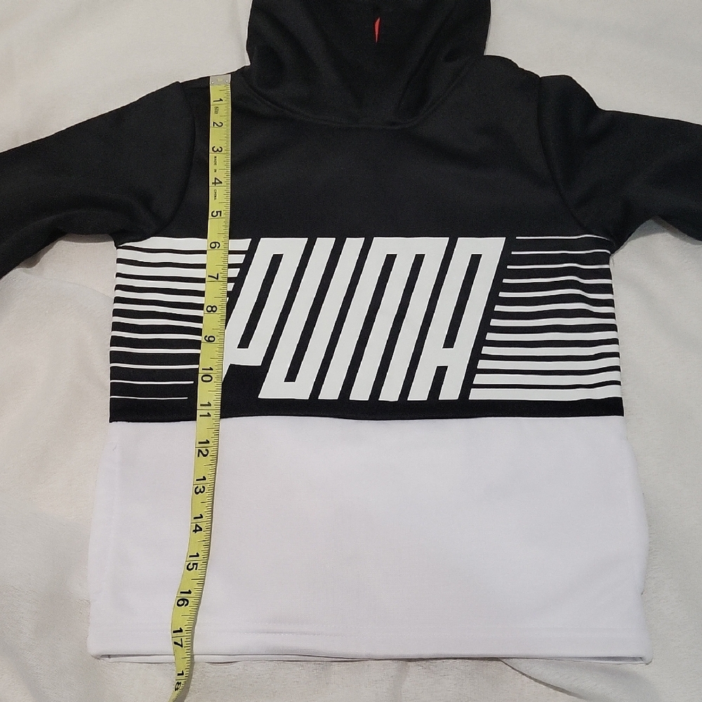 Puma Monochrome Striped Hoodie With Pockets Size Kids 5 - Picture 7 of 8